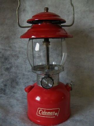 Vtg Coleman Lantern Red Model 200 A Orig.  Pyrex Coleman Glass Shade