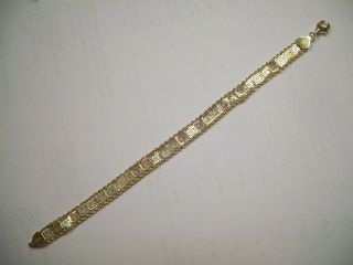 Vintage Aurafin 10k Yellow Gold Filigree Greek Key Bracelet Repair Or Scrap Nr