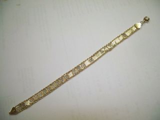 Vintage Aurafin 10K Yellow Gold Filigree Greek Key Bracelet Repair or Scrap NR 2