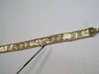 Vintage Aurafin 10K Yellow Gold Filigree Greek Key Bracelet Repair or Scrap NR 3