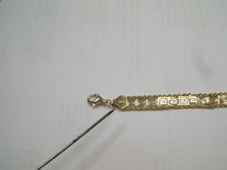 Vintage Aurafin 10K Yellow Gold Filigree Greek Key Bracelet Repair or Scrap NR 5