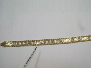 Vintage Aurafin 10K Yellow Gold Filigree Greek Key Bracelet Repair or Scrap NR 6