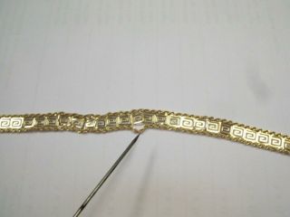 Vintage Aurafin 10K Yellow Gold Filigree Greek Key Bracelet Repair or Scrap NR 7