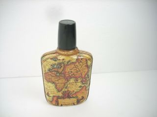 Vintage Flask Florence Italy Fausto Conduri Leather Wrapped Old World Map Glass