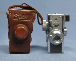 Rare Vintage Steky I Mini Subminiature Spy Camera 16mm W/ Leather Case