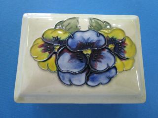 Early Vintage William Moorcroft " Pansy " Lidded Trinket Box