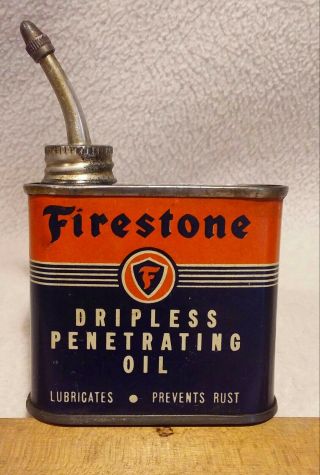 Vintage Firestone Dripless Penetrating Oil Can 1964