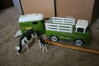 Vintage Nylint Econoline Pickup Truck And Horse Trailer Thoroughbred Farms