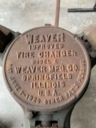 Weaver Tire Changer Machine Vintage 1920 ' s 5
