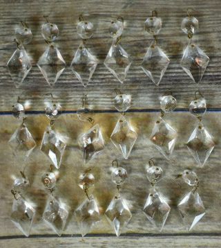 18 Vintage Crystal Prisms Chandelier Lamp Part Faceted Diamond 1.  5 "