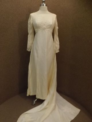 Elegant Murray Hamburger Vtg 1940s 50s Ivory Wedding Gown W/ Detachable Train S