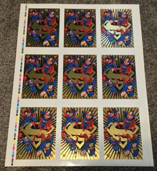 1993 Skybox Return Of Superman Foil Insert Chase Card Set Uncut Sheet Sp Rare