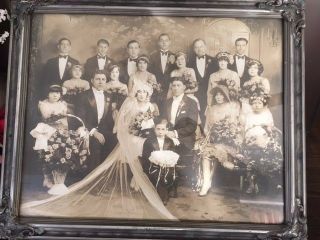 Estate Vintage Wedding Portrait In Silver Toned Antique Style Wood Frame