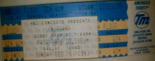 Nirvana Concert Show Tour Gig 1993 Grunge 90s Rock Music Vtg Rare Kurt Cobain
