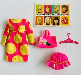 Barbie Vintage 1967 Francie Fashion 1277 Sun Spots Mod Dress Pink & Yellow