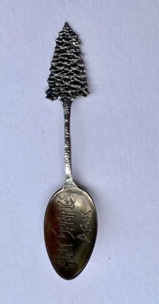 Rare Sterling Silver Hot Springs,  Ark Souvenir Spoon With Tree Handle