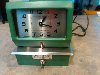 Vintage Acroprint Time Clock.  Model.  125ar3.  With Key.