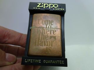 Vintage Zippo Marlboro Come To Where The Flavor Is Copper Cigarette Lighter