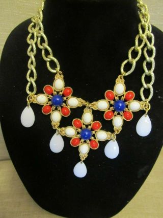 Vintage Sarah Coventry Maltese Cross Trio Statement Necklace - Repurposed OOAK 4