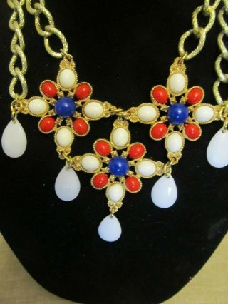 Vintage Sarah Coventry Maltese Cross Trio Statement Necklace - Repurposed OOAK 5