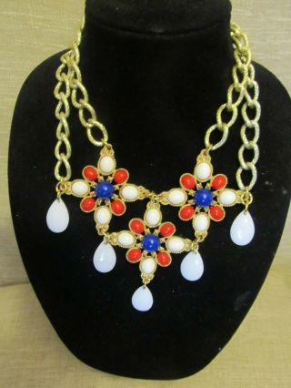 Vintage Sarah Coventry Maltese Cross Trio Statement Necklace - Repurposed OOAK 6