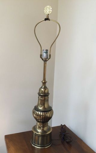 Vintage STIFFEL Brass Table Lamp with Asian Finial 2