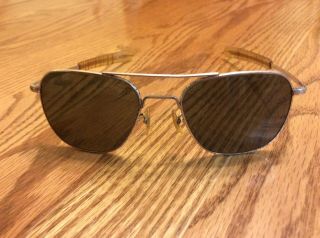 Vintage Ao American Optical 12k Gf Gold Filled 5 1/2 Aviator Pilot Sunglasses