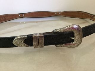 9pc Vintage Fritch Bros Engraved Sterling Silver Western Ranger Buckle Set,  Belt