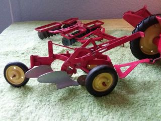 VINTAGE TRU SCALE TRACTOR with LOADER,  and IMPLEMENTS 5