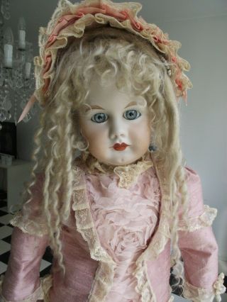 Gorgeous Old Pink French Dress With Bonnet For A 25/27 " Jumeau,  Bru,  Bebe Doll