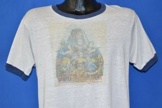 Vtg 80s Star Wars Return Of The Jedi Cartoon Movie Ringer Distressed T - Shirt L