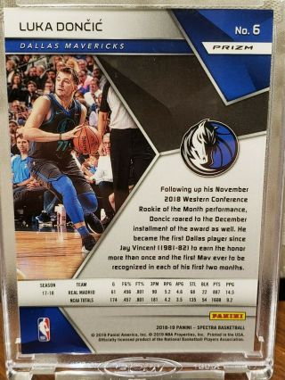 LUKA DONCIC 2018 - 19 SPECTRA BASKETBALL WHITE SPARKLE RARE SSP PARALLEL CASE HIT 2