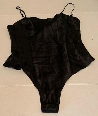 Nwt Vtg Victorias Secret Black Lingerie Nightie Teddy M Medium 100 Silk