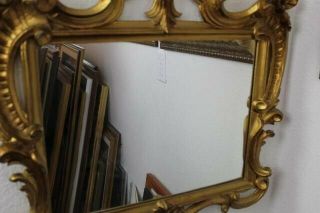 Vintage Gold Decorative Oval Mirror w/ Carved Wood Frame Made in Italy 5
