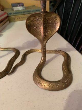 Vintage Brass Pair Cobra Candle Holders Snake Cool Unique Flea Market Find 5