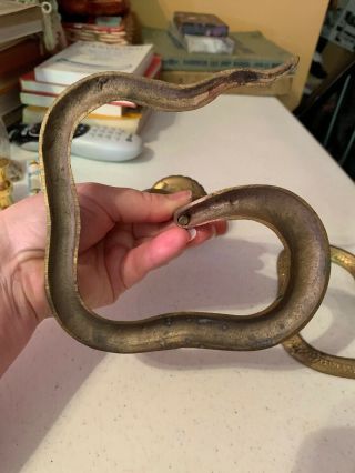 Vintage Brass Pair Cobra Candle Holders Snake Cool Unique Flea Market Find 8