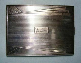 Lovely Hallmarked Art Deco Cigarette Case Solid Sterling Silver W/ Gold,  England