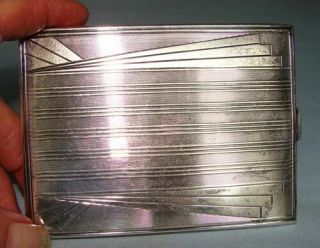Lovely Hallmarked Art Deco Cigarette Case Solid Sterling Silver w/ Gold,  England 2