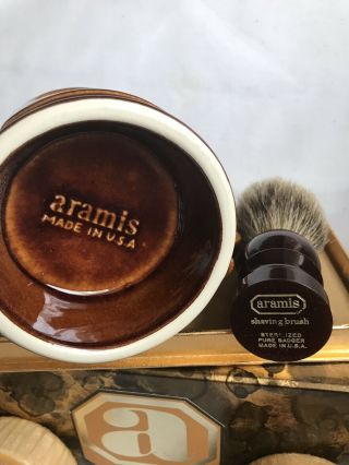 Vintage Men’s Shaving Set ARAMIS Mug Brush 2 Soap Cakes 5