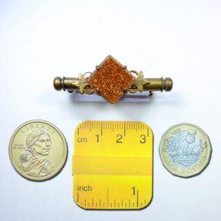 Antique Victorian German Goldstone Nanny Brooch Secret Sewing/Etui Brooch Pin 2