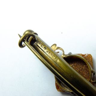 Antique Victorian German Goldstone Nanny Brooch Secret Sewing/Etui Brooch Pin 8