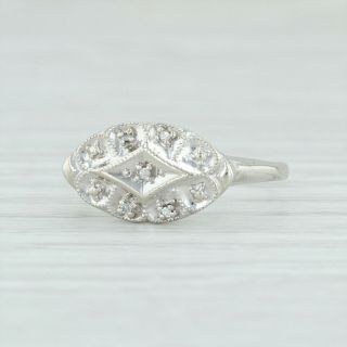 Vintage Diamond Princess Ring - 10k White Gold Size 7.  75 Flower Halo Floral