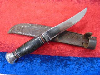 Vintage Remington Dupont Rh - 74 Fixed Blade Knife 1933 - 34 Leather Sheath,  Rare