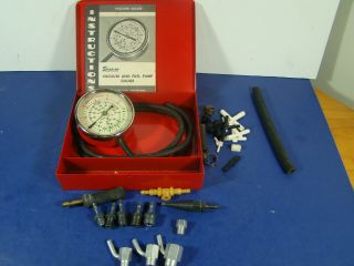Vintage Snap - On Tools Vacuum/fuel Pump Pressure Gauge With Case Complete
