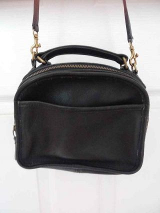 Vintage Coach Black Leather Top Handle Lunch Box Brass Crossbody Bag G6c - 9991