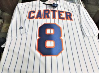 Gary Carter 8 Ny Mets Majestic Cool Base Home Jersey Plus 10 Vintage Cards