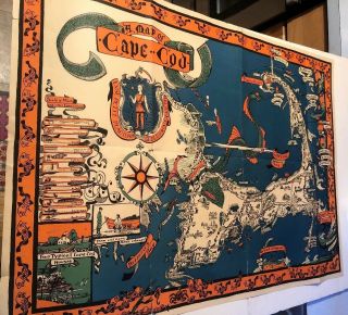 Vintage Colorful Map Of Cape Cod 25 By 36