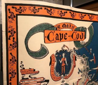 Vintage Colorful Map Of Cape Cod 25 By 36 2