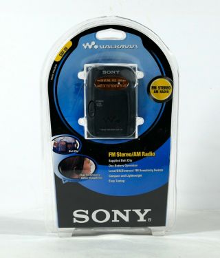 Vintage Sony Walkman Am/fm Radio Srf - 59 W/ Belt Clip Black/orange