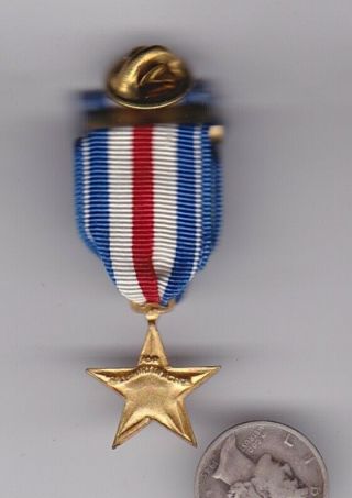 Miniature US Silver Star Medal on brooch mini Army Navy USMC USAF 2
